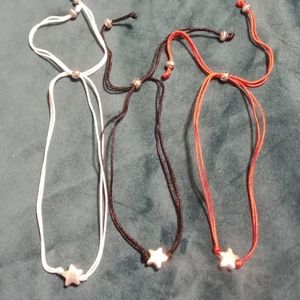 Set of 3 Back To School Bracelets Black, Red and Pale Blue / White